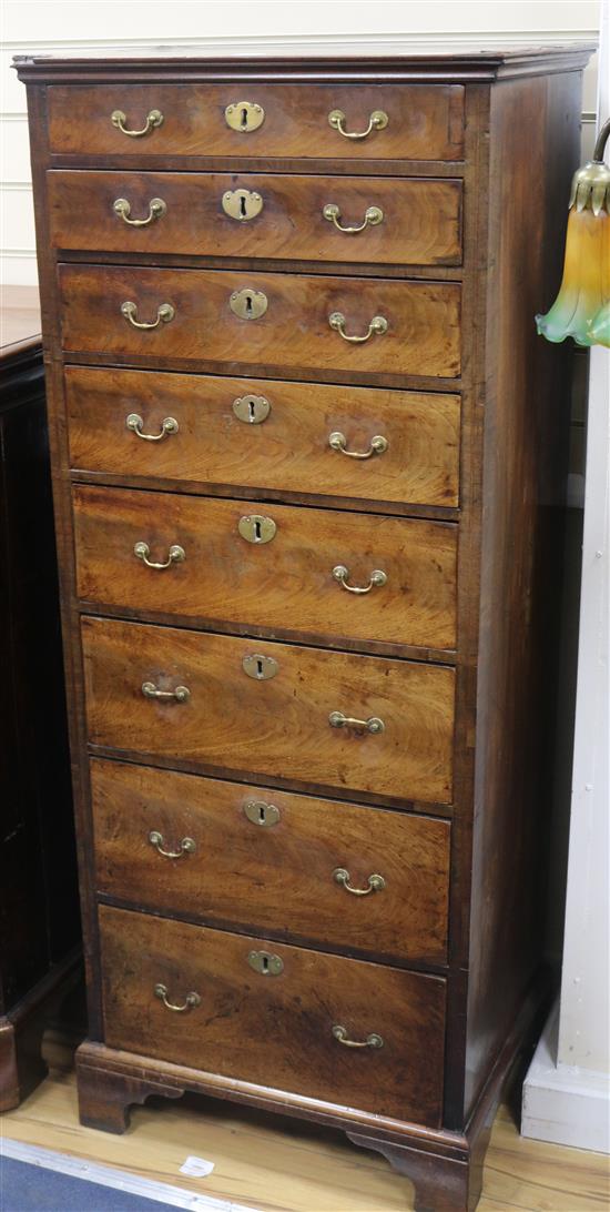 A 19th century mahogany pillar chest of eight drawers W.58cm